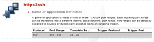 ADSL Router settings that redirects port 443 to port 22