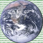 NASA Image of the Earth taken by Apollo 17 over green binary data